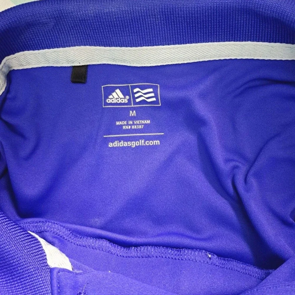Adidas Golf Adizero Polo Shirt Mens Medium Purple Short Sleeve Athletic 3-Stripe